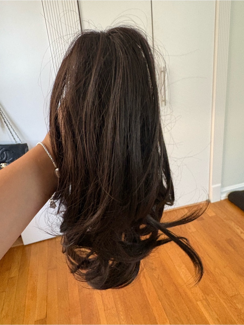 Voluminous  medium brown 13” pony tail  Clip-In Hair Topper - Seamless Blend